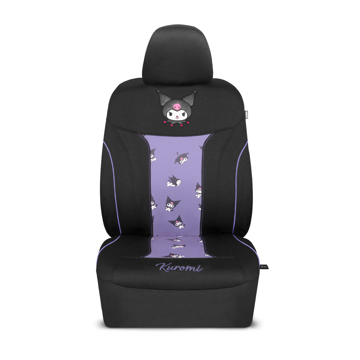 Hello Kitty Kuromi Car Seat Cover - Cute Black and Purple Front Seat Cover with Lavender Accents, Durable and Comfortable Polyester, Car Accessories Hello Kitty Accessories 1pc