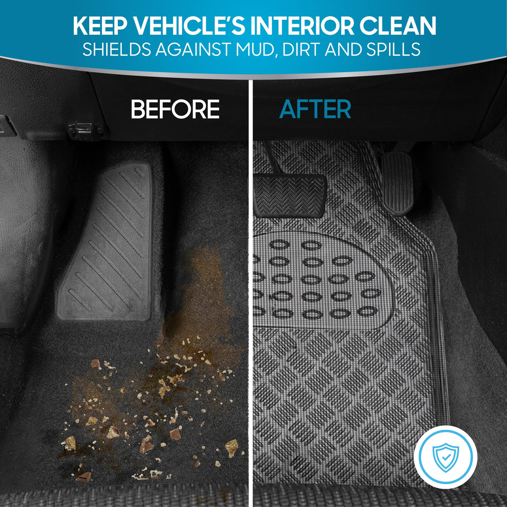 BDK 4-Piece Translucent Centered Cushioned Grip Pad Front Floor Mats and Rear Floor Mats - Heavy Duty, All Weather