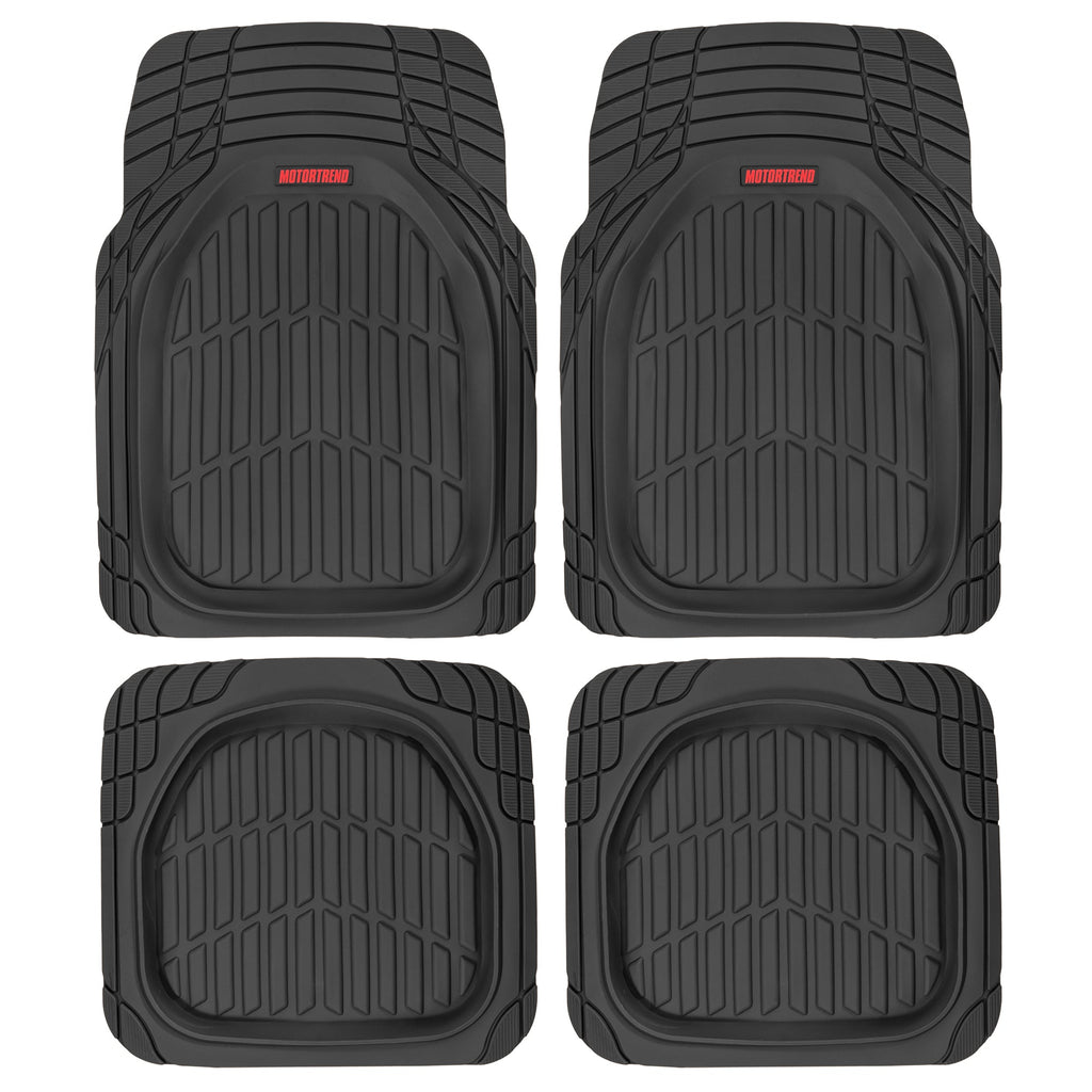 MotorTrend 4-Piece FlexTough Tortoise Front Floor Mats and Rear Floor Mats - Black