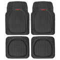 MotorTrend 4-Piece FlexTough Tortoise Front Floor Mats and Rear Floor Mats - Black