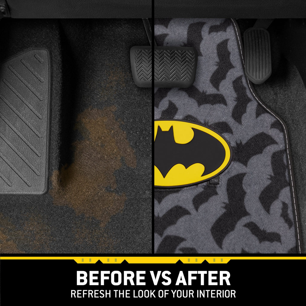 Warner Bros DC Comics 4-Piece Batman Logo with Bat Background Front Floor Mats