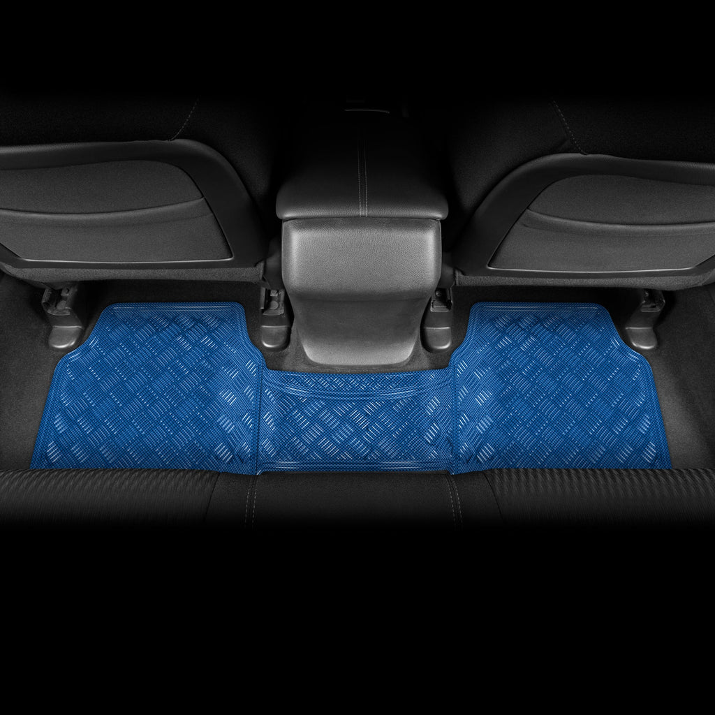 BDK 3-Piece Translucent Metallic-Look Front Floor Mat and Rear Floor Mat - Heavy Duty, All Weather