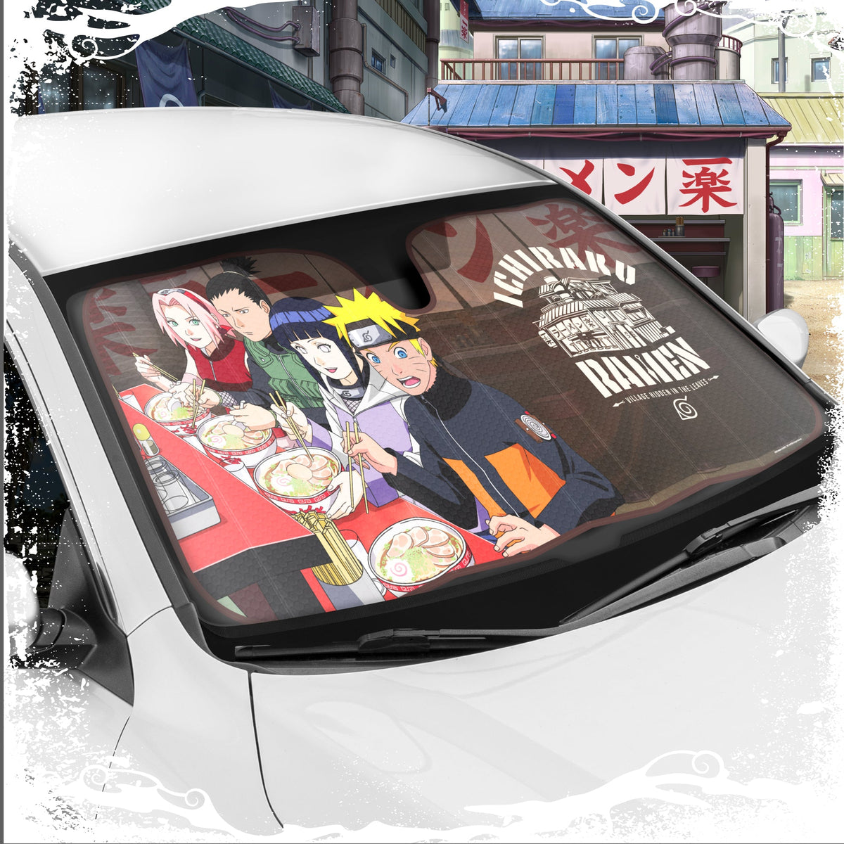Naruto Shippuden Officially Licensed Windshield Sun Shade - Car Sun Shade Fits Most Autos, Trucks, SUV, & Van - Akatsuki Naruto Merch & Anime Accessories for Cars - Sunshade Car Windshield - 57" x 27"