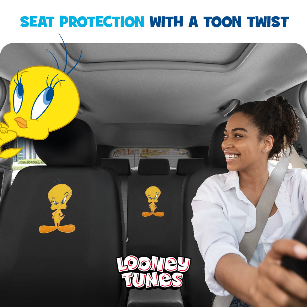 Warner Bros Looney Tunes 9-Piece Tweety Bird Front Seat Covers and Rear Seat Covers
