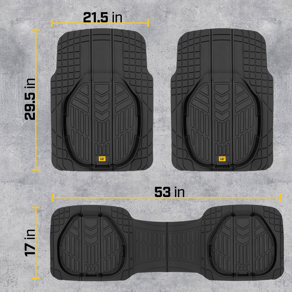 CAT 3-Piece Deep Dish Reservoir Front Floor Mats and Rear Floor Mats - Heavy Duty, All Weather, Trim to Fit