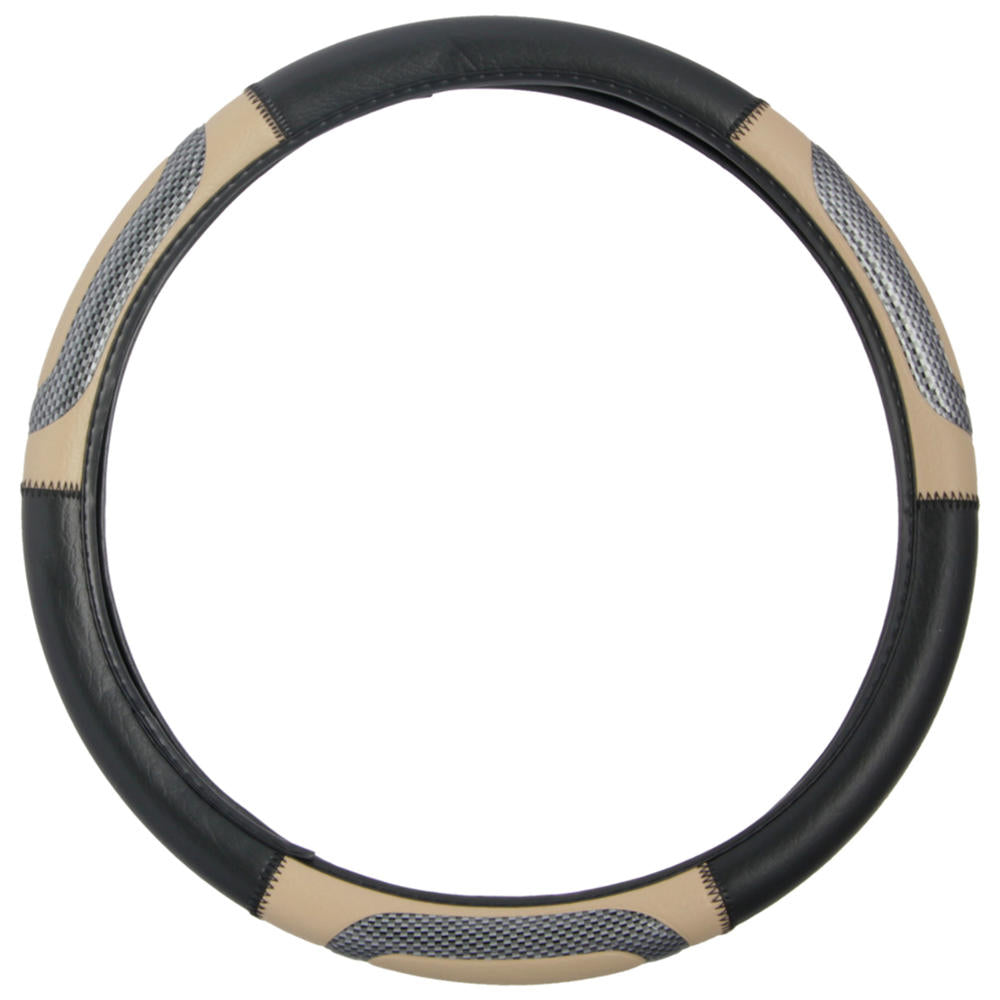 BDK Two-Tone Sport Carbon Grip Steering Wheel Cover (Fits 14.5" - 15.5")