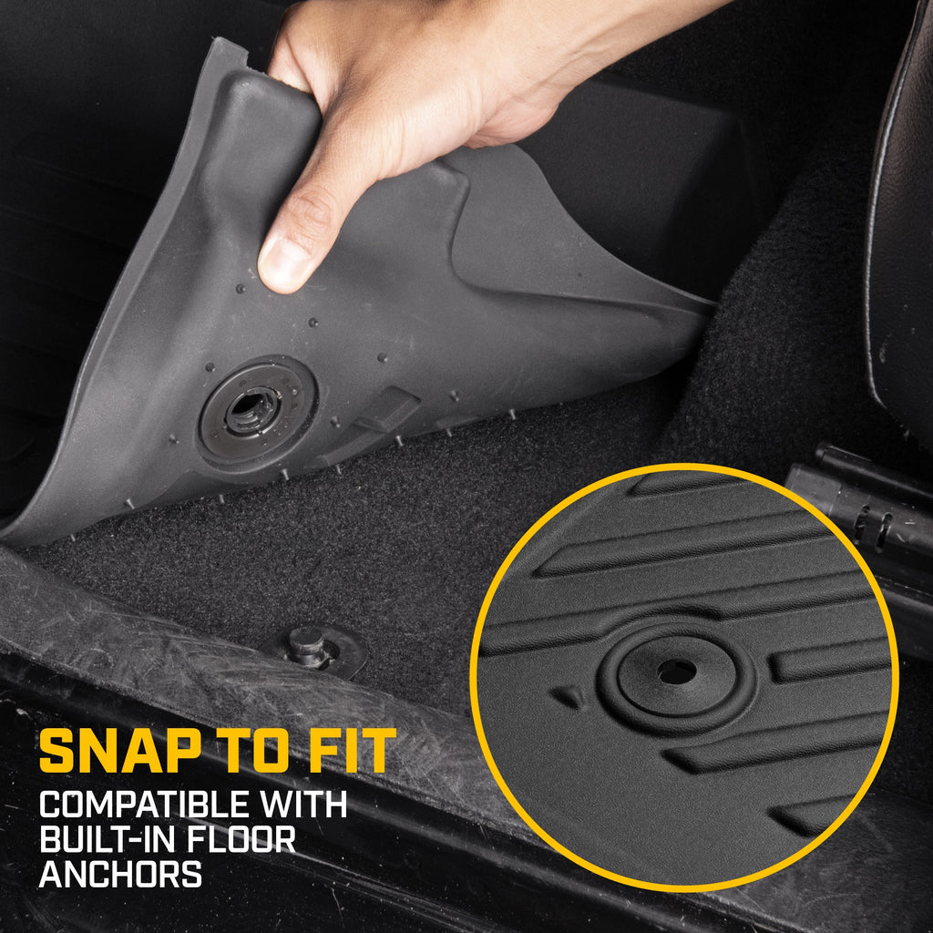 CAT® JustFit™ 3D Custom Fit Floor Mats Chevrolet Silverado 1500/GMC Sierra 2019-2026, Chevy Silverado 2500HD/3500HD Crew Cab/GMC Sierra 2500HD/3500HD Crew Cab 2020-26 Floor Liner Laser Measured Front