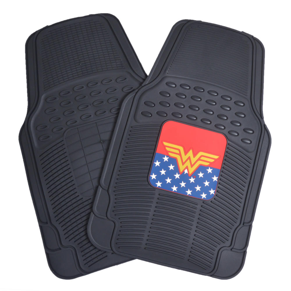 BDK Armored Super Hero Car Floor Mats - Officially Licensed DC Comics - All Weather Heavy Duty Auto Interior Liners for Car Truck Van SUV (Multiple Styles)