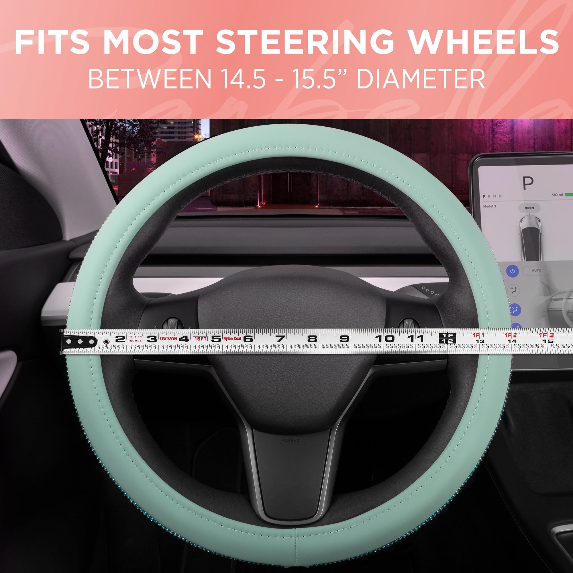 Carbella Gradient Bling Diamond Leatherette Steering Wheel Cover (Fits 14.5" - 15.5")