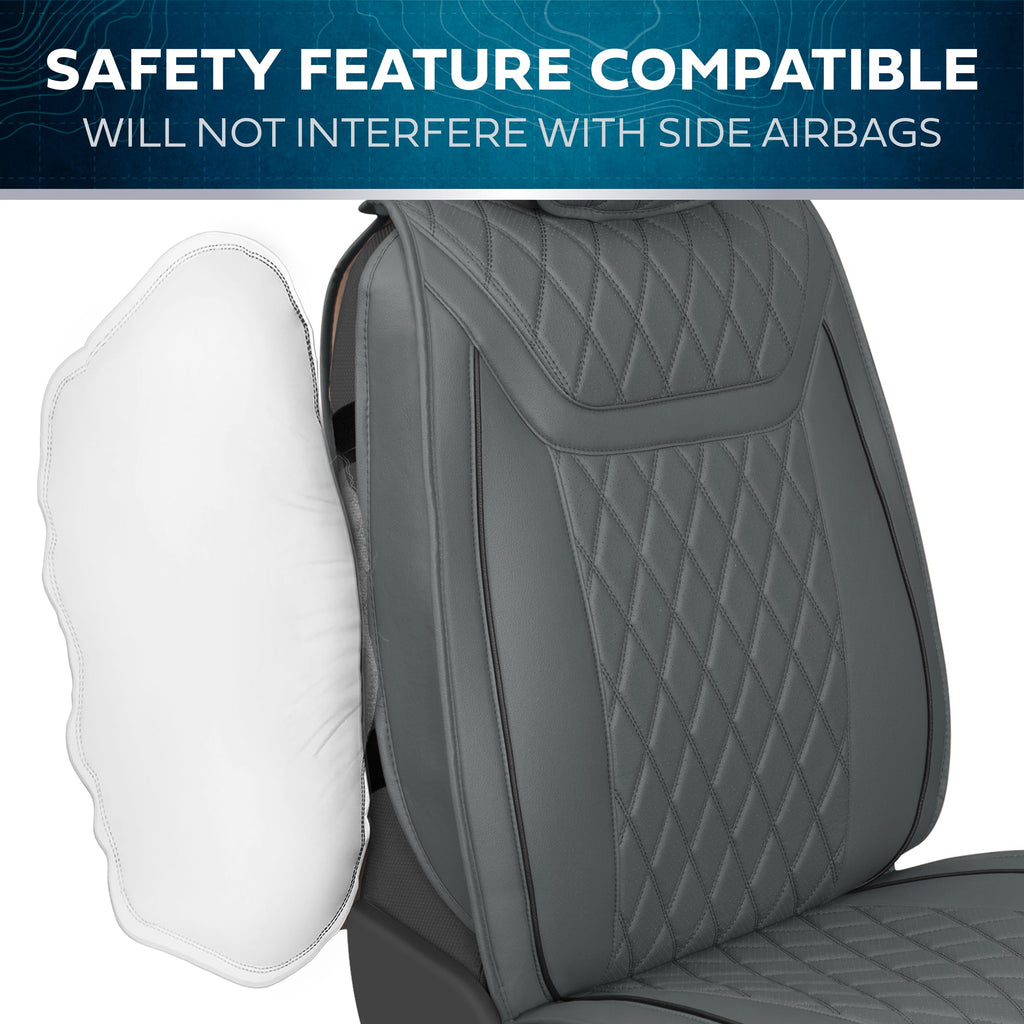 MotorBox 11-Piece Ranch Edition Premium Faux Leather Diamond Stitched Cushion Front Seat Covers and Rear Seat Covers