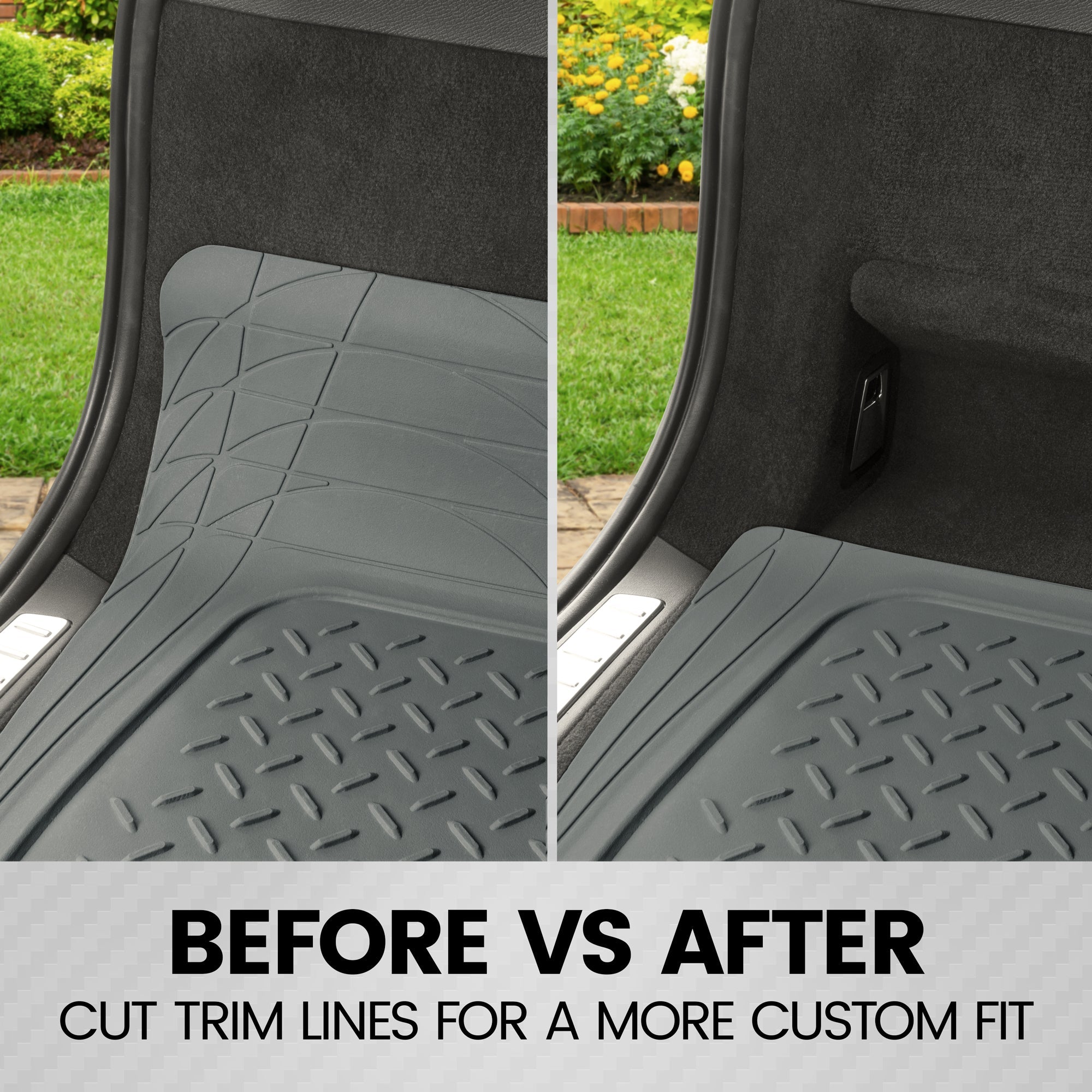 BDK Trunk/Cargo Rubber Liner - Heavy Duty, All Weather, Trim to Fit (53.8" x 43.2")