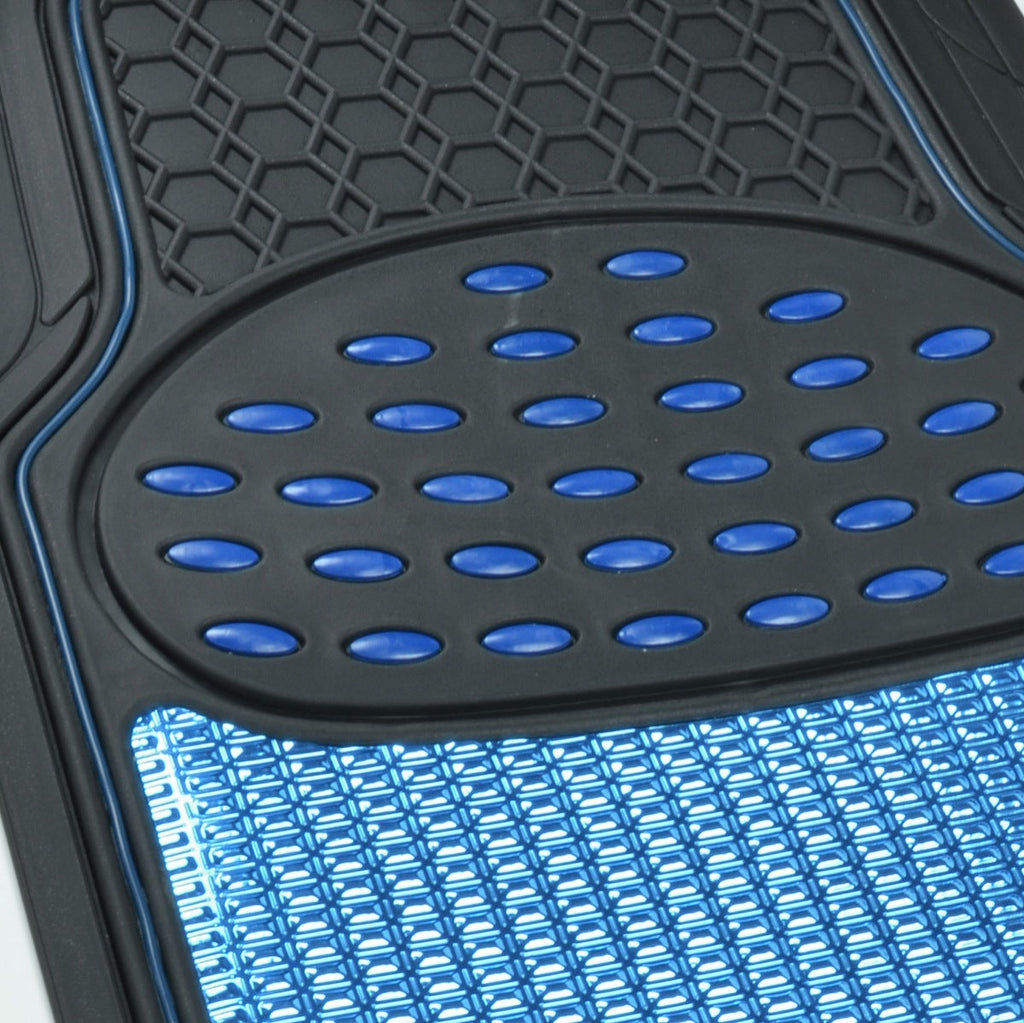 BDK 4-Piece Centered Cushioned Grip Pad Front Floors Mats and Rear Floor Mats - Heavy Duty, All Weather, Trim to Fit