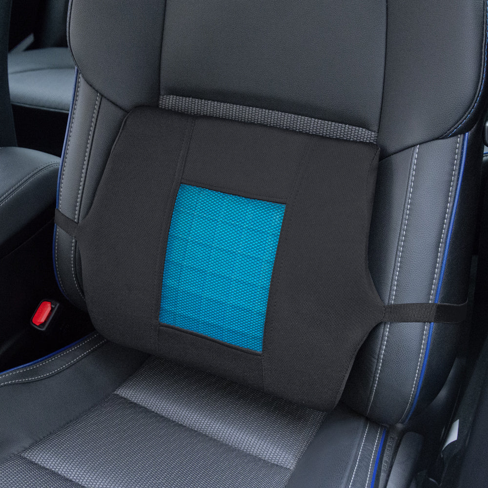 Motor Trend Cooling Car Lumbar Support Cushion - Made with Memory Foam for Maximum Coccyx Comfort & Back Tailbone Pain Relief, Ideal for Car and Office Chairs (MTCG-100)