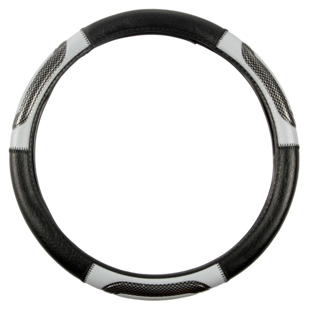 BDK Two-Tone Sport Carbon Grip Steering Wheel Cover (Fits 14.5" - 15.5")