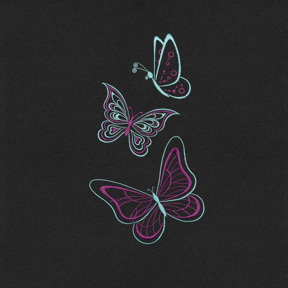 BDK 12-Piece Neon Butterflies Front Seat Covers, Rear Seat Covers, Seat Belt Pads, Steering Wheel Cover (Fits 14.5" - 15.5")