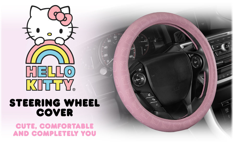 Carbella Sanrio Hello Kitty Pink Steering Wheel Cover (Fits 14.5" - 15")