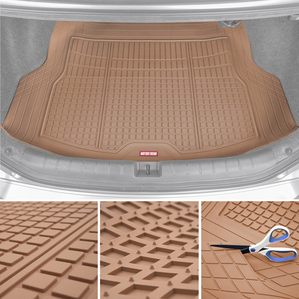 MotorTrend FlexTough Square Groove Trunk/Cargo Liner Mat - Heavy Duty, All Weather, Trim to Fit (54" x 37")