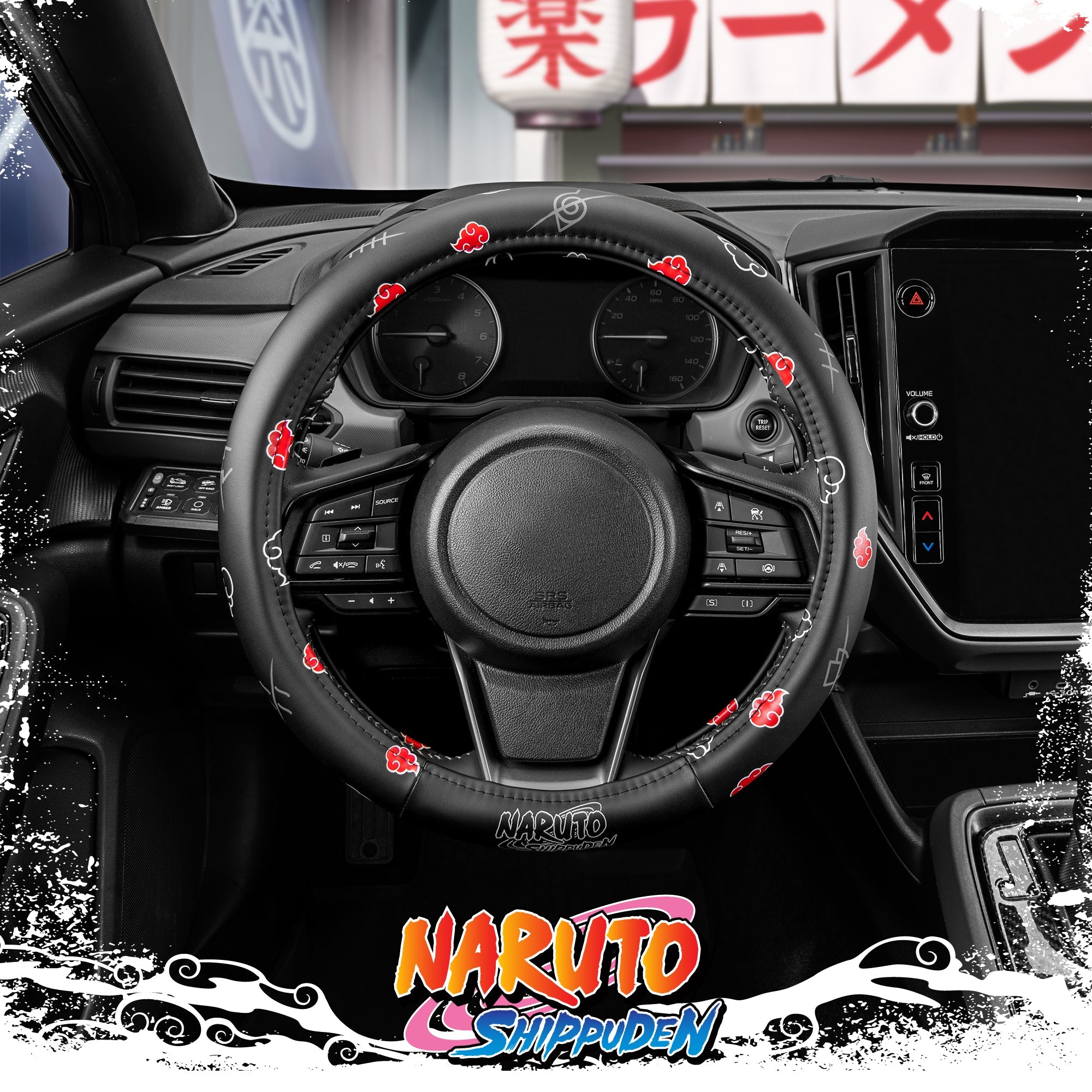 Naruto Shippuden Car Steering Wheel Cover, 15 Inch Anime Steering Wheel Cover, Cushioned Soft Comfortable Cover Anime Car Accessories for Men Women, Akatsuki