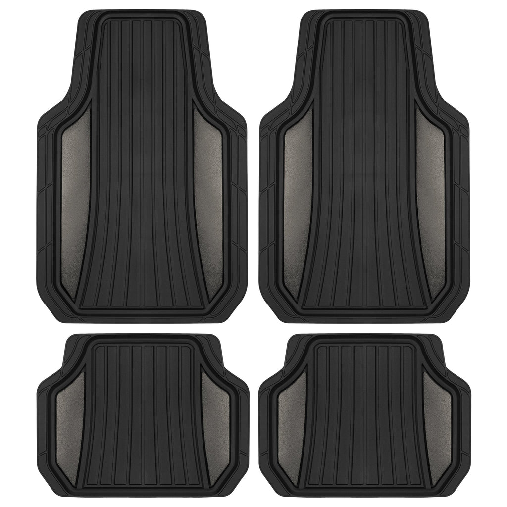 MotorTrend 4-Piece Shield Two-Tone Gloss Front Floor Mats and Rear Floor Mats - Heavy Duty, All Weather, Trim to Fit