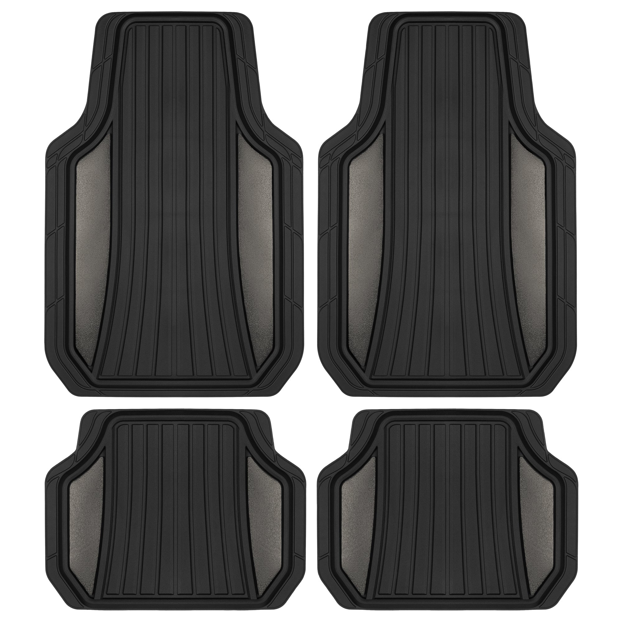 MotorTrend 4-Piece Shield Two-Tone Gloss Front Floor Mats and Rear Floor Mats - Heavy Duty, All Weather, Trim to Fit