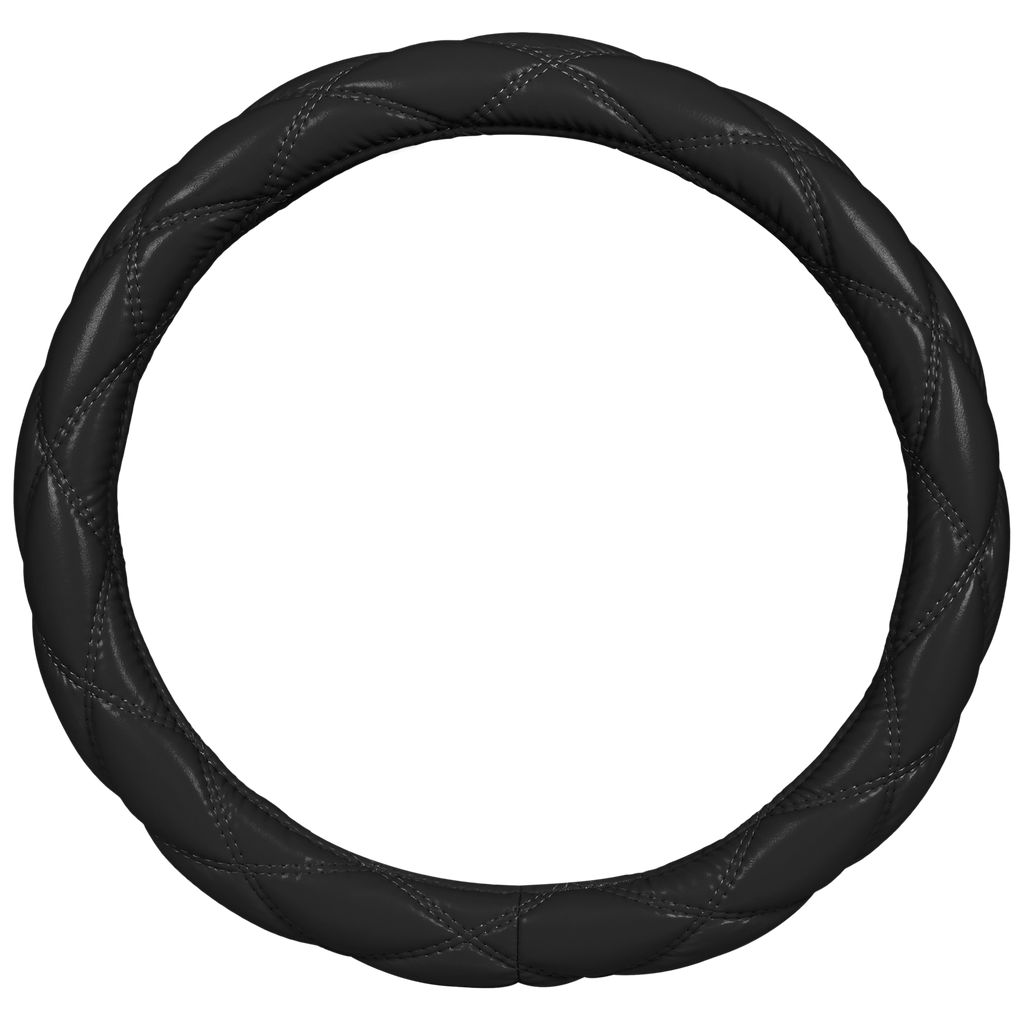 Carbella Black Stitched Leatherette Steering Wheel Cover (Fits 14.5" - 15.5")