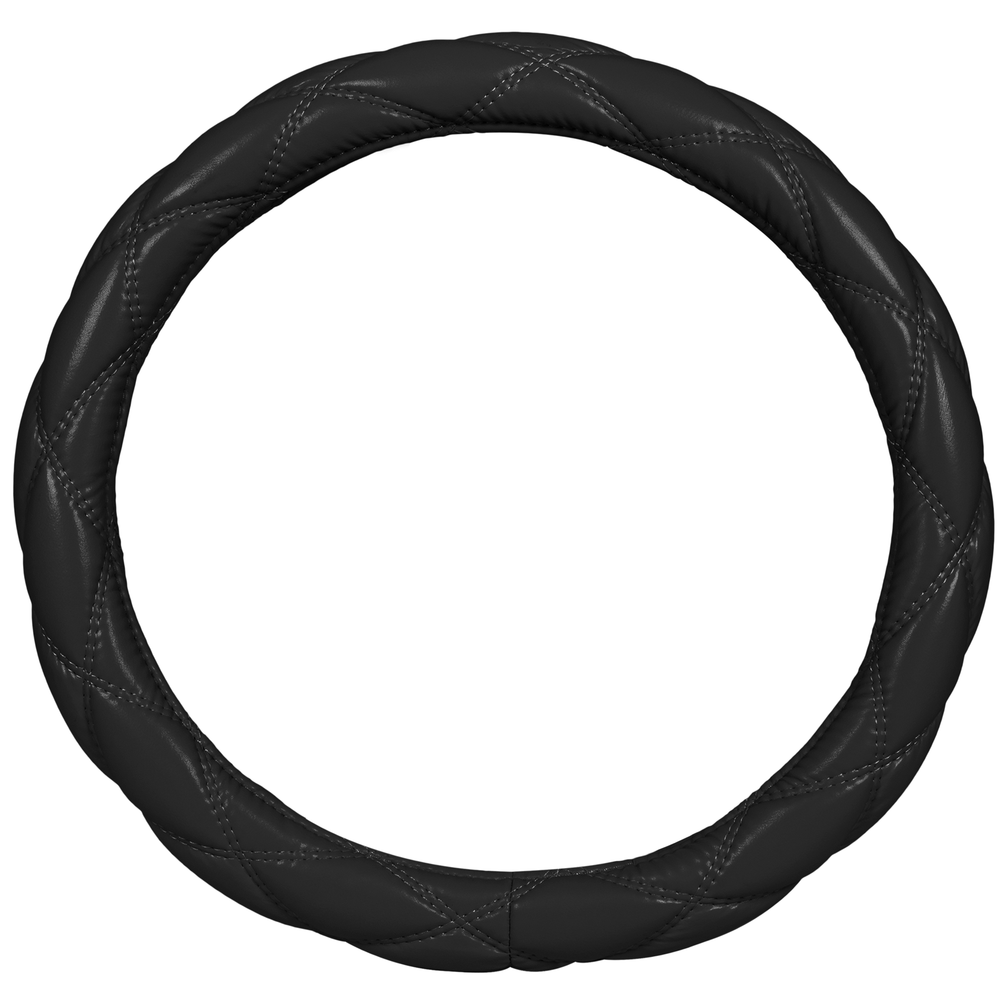 Carbella Black Stitched Leatherette Steering Wheel Cover (Fits 14.5" - 15.5")