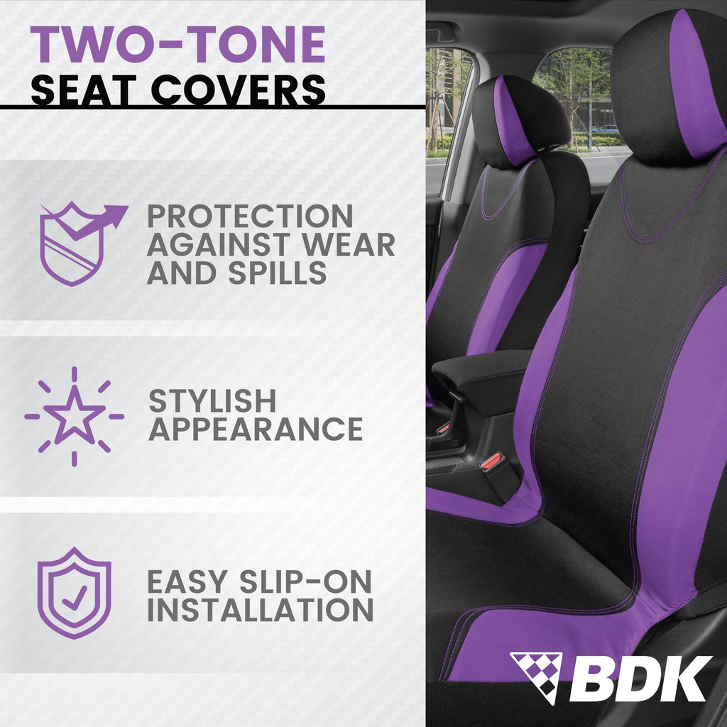 BDK 9-Piece UltraSleek Two-Tone Front Seat Covers and Rear Seat Covers