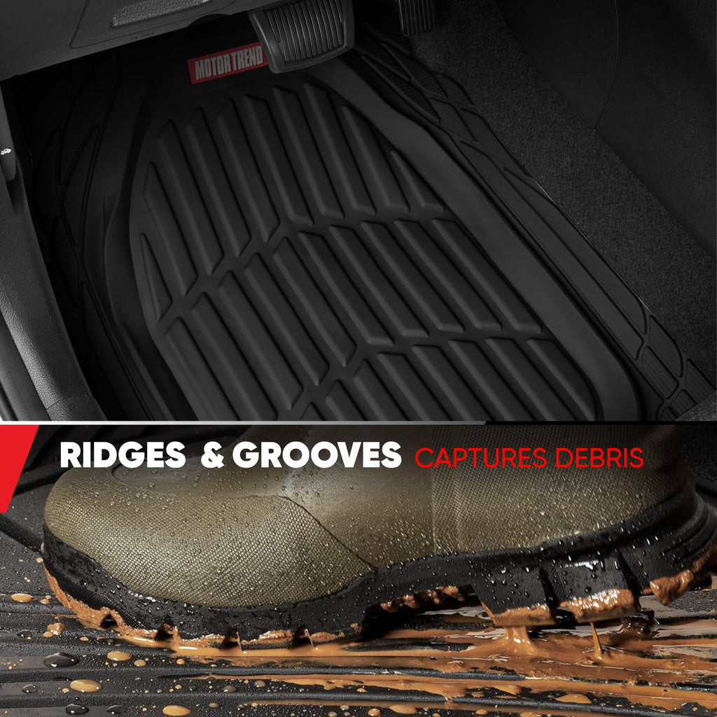 MotorTrend 4-Piece 3-Rows FlexTough Deep Dish Front Floor Mats, Middle Floor Mats, and Rear Floor Mat