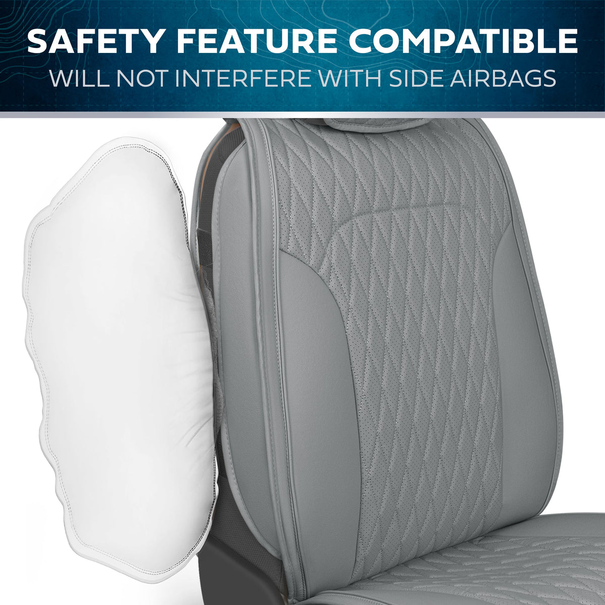 Car Seat Covers - DiamondLux Edition Premium Faux Leather Seat Protectors - Double Cross Stitched Cushioned Automotive Accessories for Trucks, SUVs, Cars - Front Seat Set