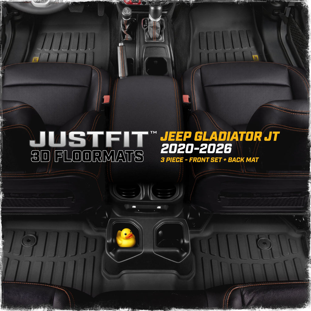 Cat® JustFit™ 3D Floor Mats for Jeep Gladiator (JL) 2020-2026, All Weather Custom Fit Jeep Gladiator Floor Liners with Extended Coverage Design, Jeep Gladiator Car Floor Mats (Full Set Front & Rear)