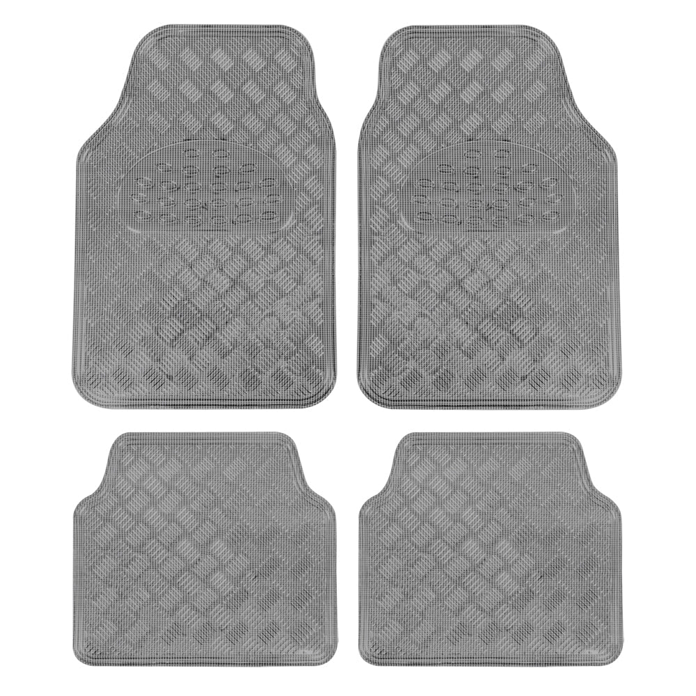 BDK 4-Piece Translucent Centered Cushioned Grip Pad Front Floor Mats and Rear Floor Mats - Heavy Duty, All Weather