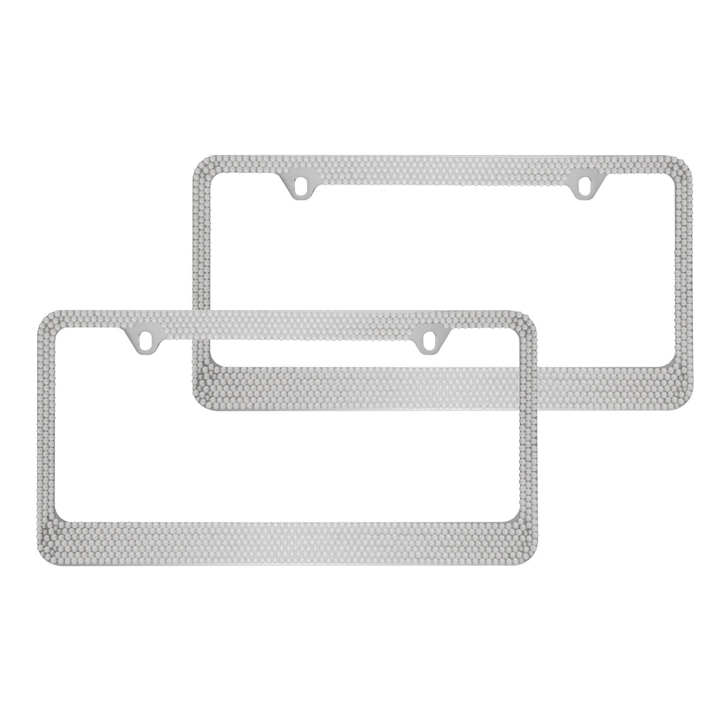 Chrome Plated Rust-Proof Die-Cast Stainless Metal License Plate Frame/Holder Universal Size - Blank Metal Design (Pack of 2)