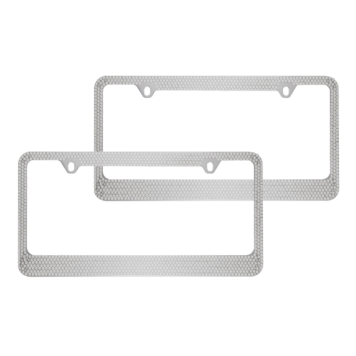 Chrome Plated Rust-Proof Die-Cast Stainless Metal License Plate Frame/Holder Universal Size - Blank Metal Design (Pack of 2)