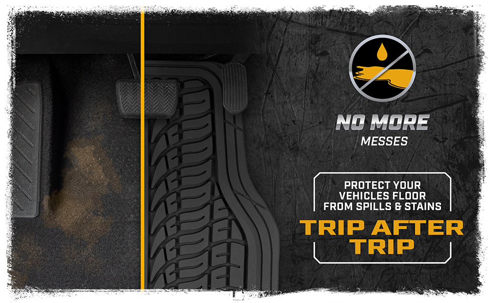 CAT ToughTread 4-Piece Front Floor Mats and Rear Floor Mats - Heavy Duty, All Weather, Trimmable