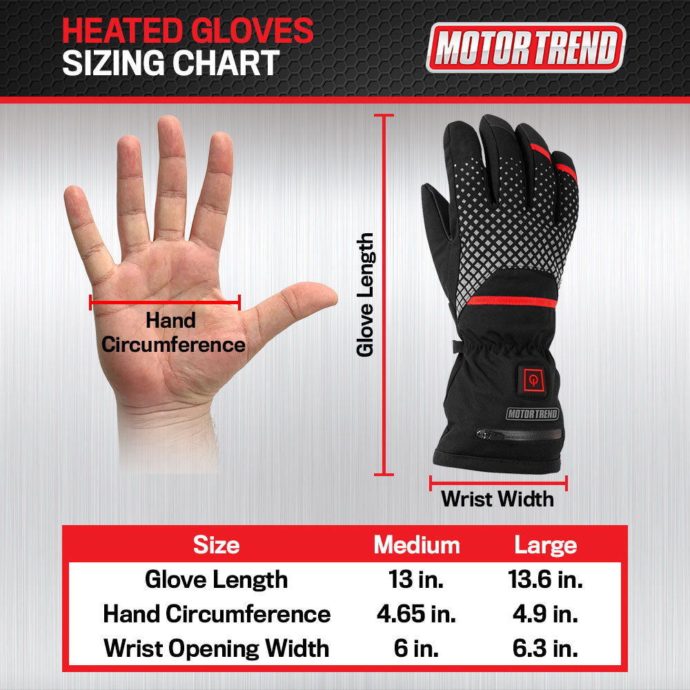 Motor Trend Max-Heat Heated Gloves - Rechargeable Hand Warmers with 3 Temperature Settings and Thermal Insulating Technology