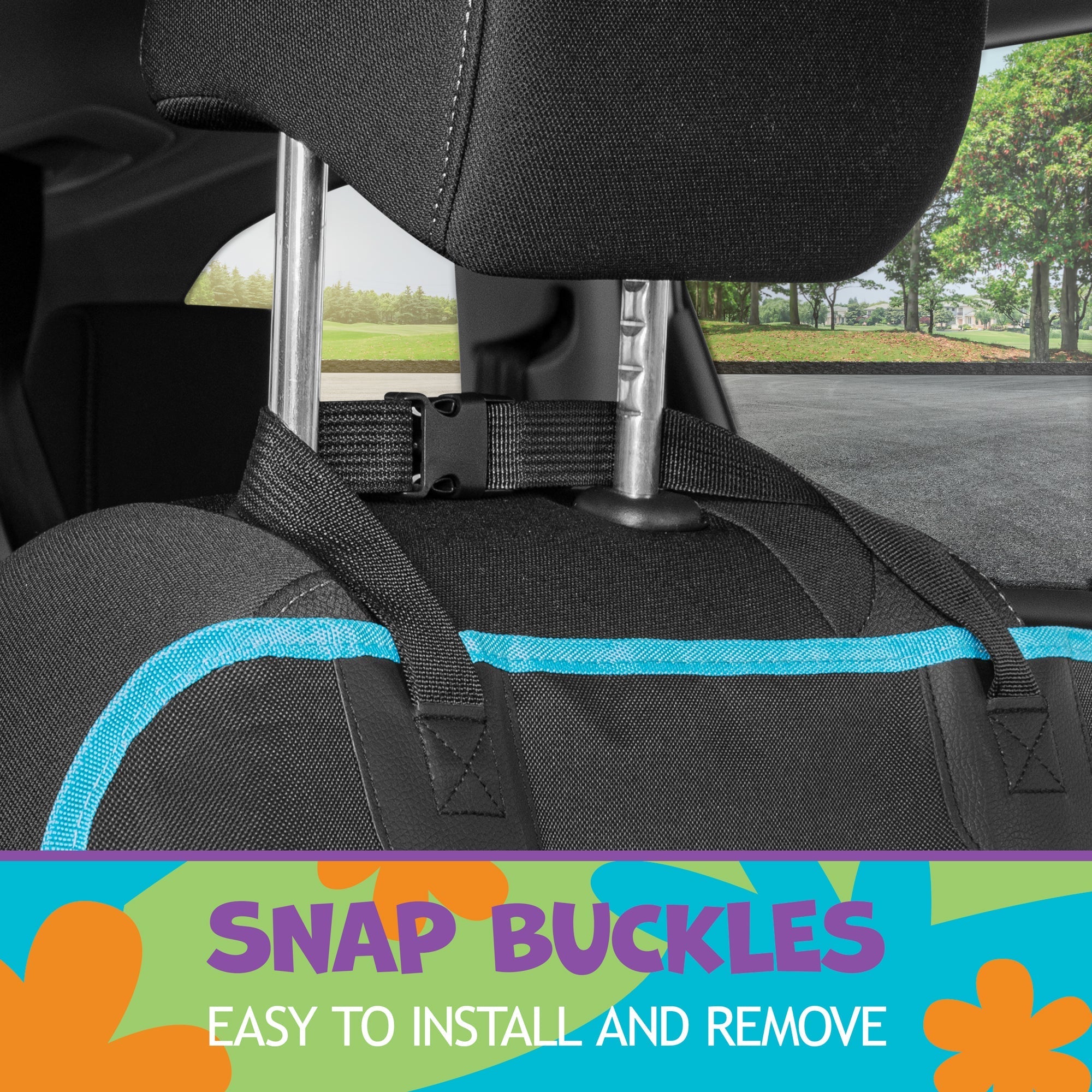 Warner Bros Scooby Doo Mystery Machine Front Seat Cover with Storage Pocket - Heavy Duty