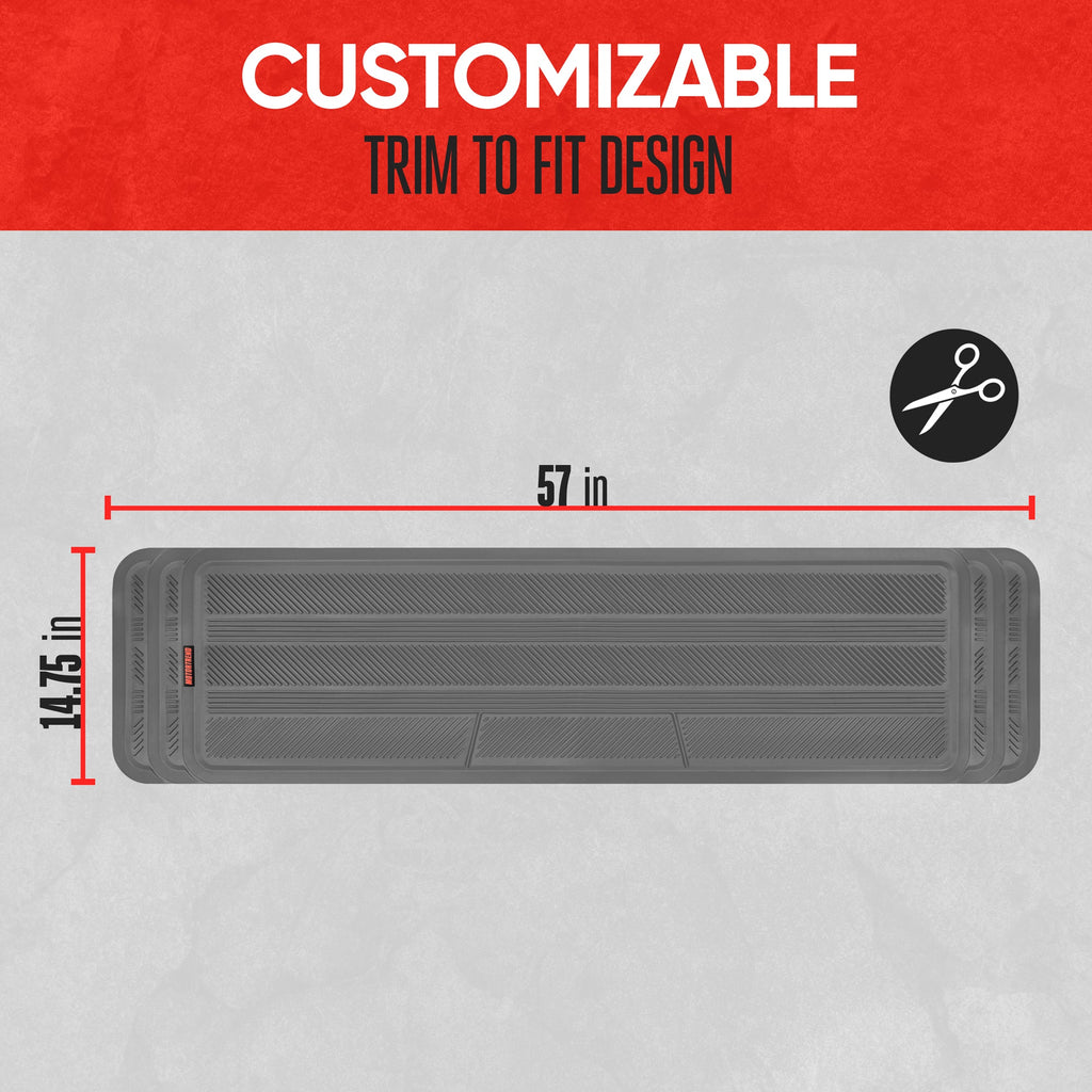MotorTrend WeatherPlus Rubber Floor Runner - Heavy Duty, All Weather, Trim to Fit (57" x 14.75")