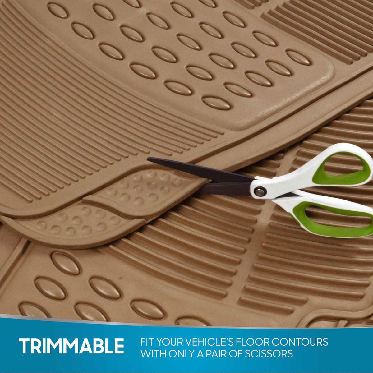 BDK 3-Piece ProLiner Front Floor Mats and Rear Floor Mats - Heavy Duty, All Weather, Trim to Fit