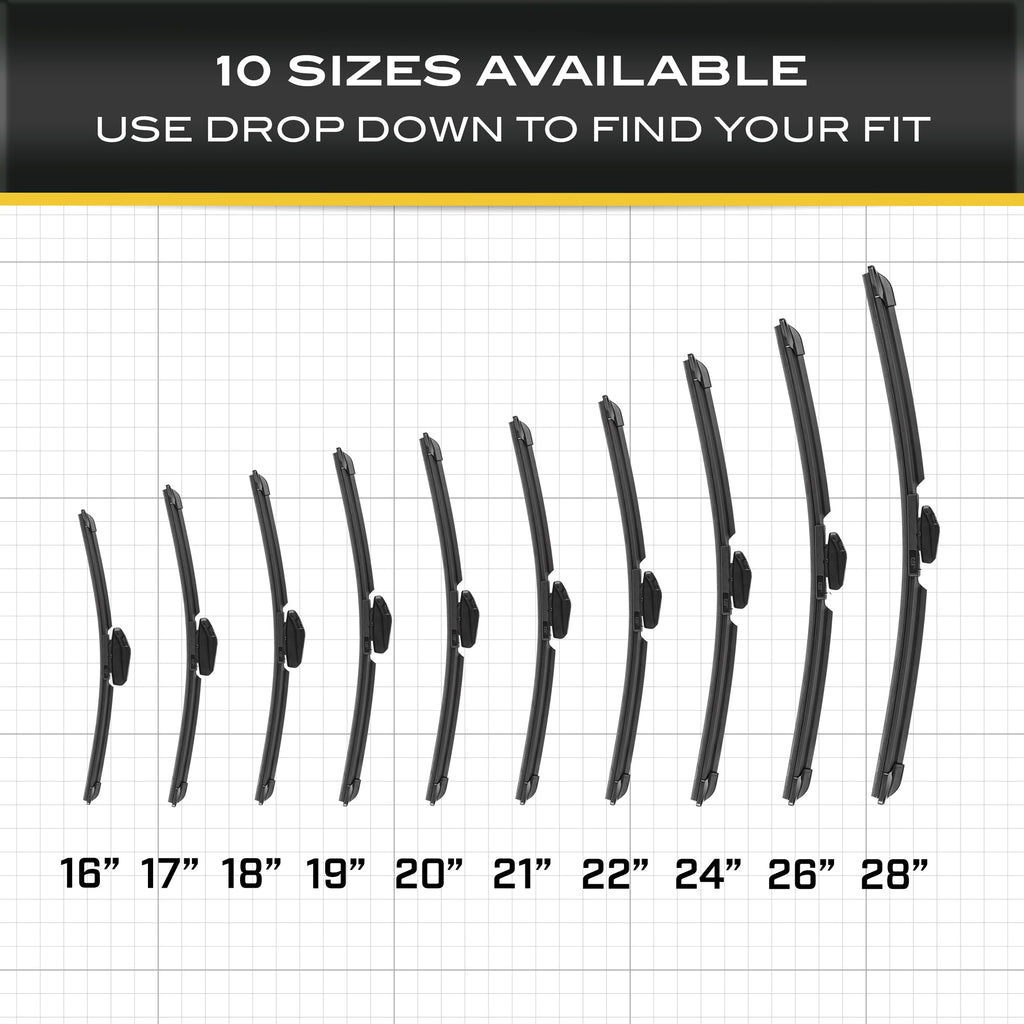 CAT C2.0 Heavy Duty Beam Windshield Wiper Blades for Cars, Trucks, SUVs, and Vans - All Seasons, Streak-Free, Silent