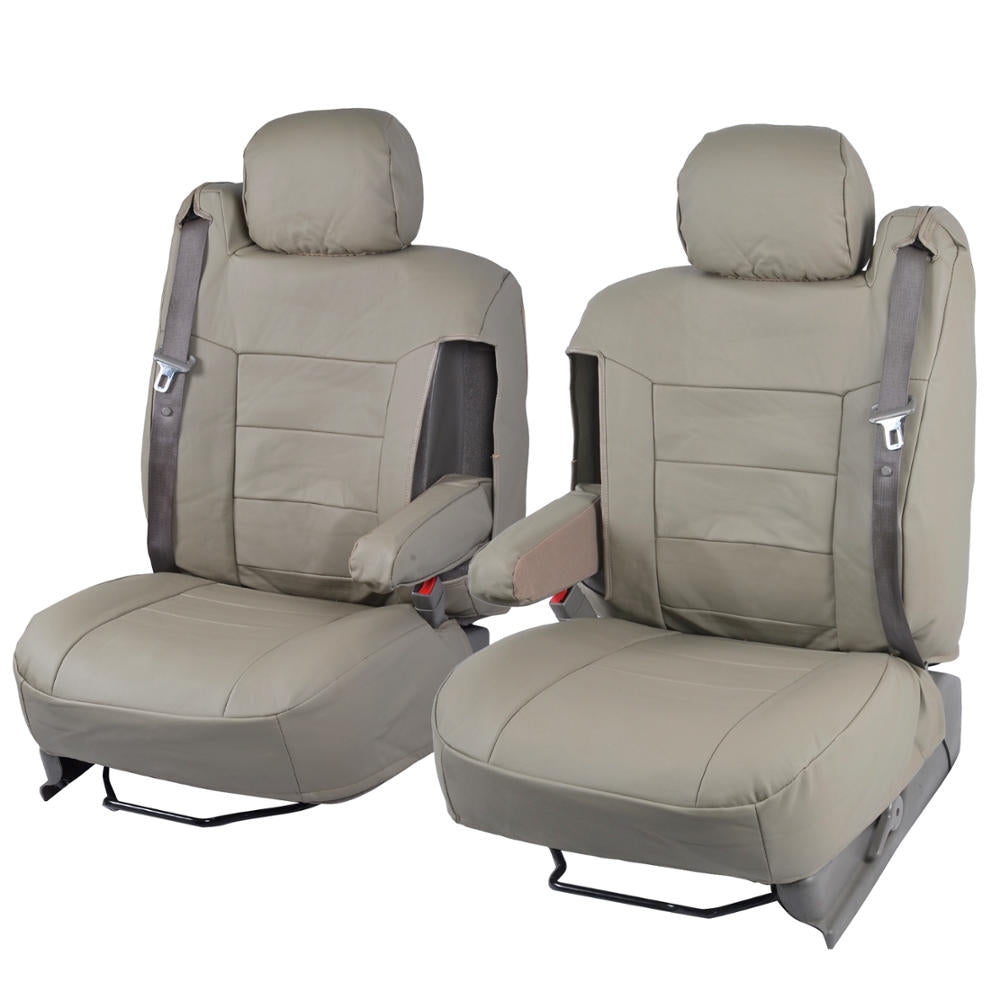 BDK 2-Pack Premium Faux Leather Front Seat Covers with Integrated Seatbelt and Armrest Covers