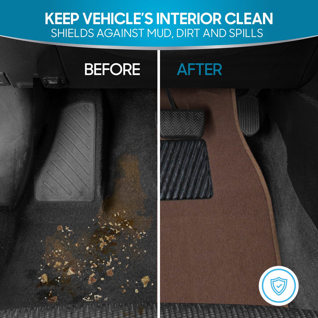 BDK 4-Piece Premium Carpet Non-Slip Heel Pad Front Floor Mats and Rear Floor Mats