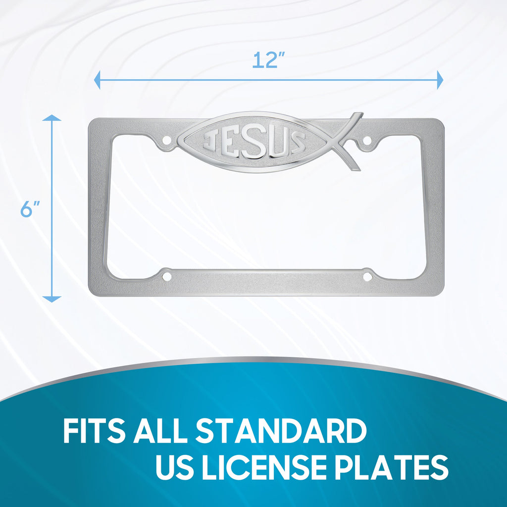 Chrome Plated Rust-Proof Die-Cast Stainless Metal License Plate Frame/Holder Universal Size - Blank Metal Design (Pack of 2)