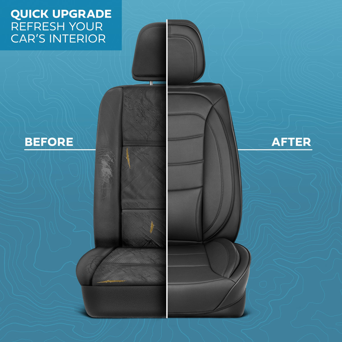 MotorBox Elite Edition Faux Leather Seat Covers for Cars, Trucks, & SUV - 2 Black Car Seat Covers for Front Seats - Universal Fit Car Accessories Automotive Interior Cover Protector for Most Vehicles