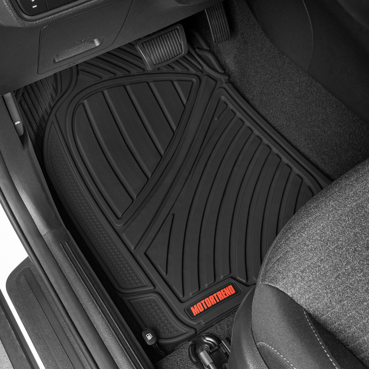 MotorTrend 3-Piece FlexTough Performance Deep Channel Front Floor Mats and Rear Floor Mat - Heavy Duty, All Weather, Trim to Fit