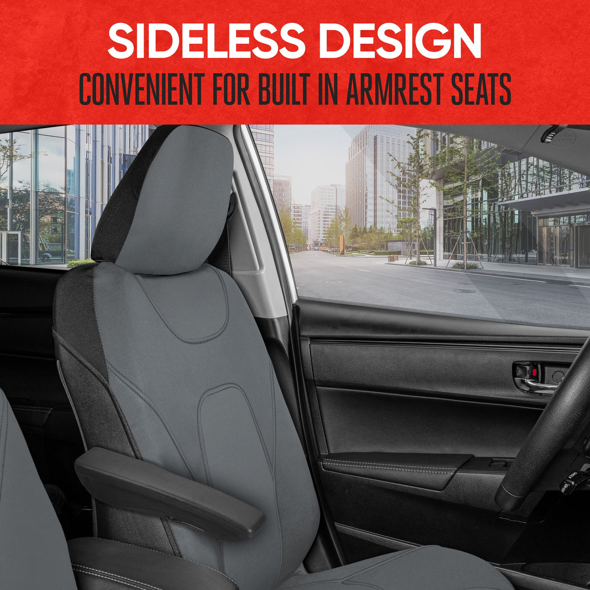 MotorTrend 2-Pack AquaShield Water-Proof Two-Tone Neoprene Front Seat Covers