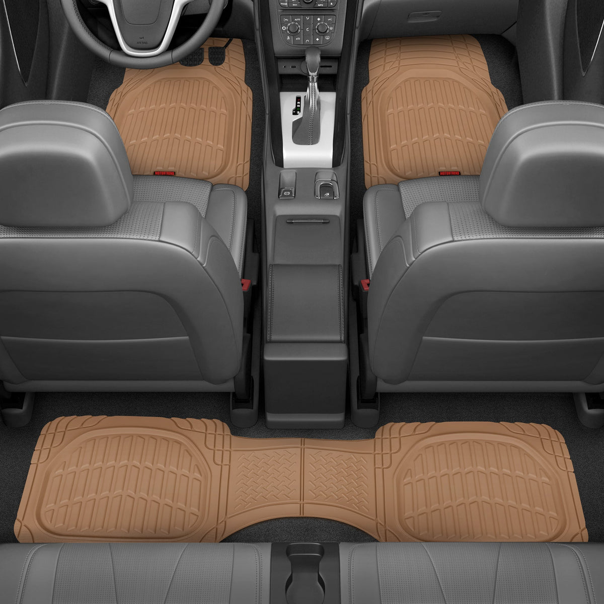 MotorTrend 4-Piece FlexTough Deep Dish Front Floor Mats, Rear Floor Mat, and Trunk/Cargo Mat - Heavy Duty, All Weather, Trim to Fit