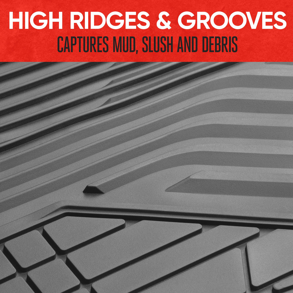 MotorTrend 3-Piece Raised Ridge Multi-Channel Front Floor Mats and Rear Floor Mat - Heavy Duty, All Weather, Trim to Fit