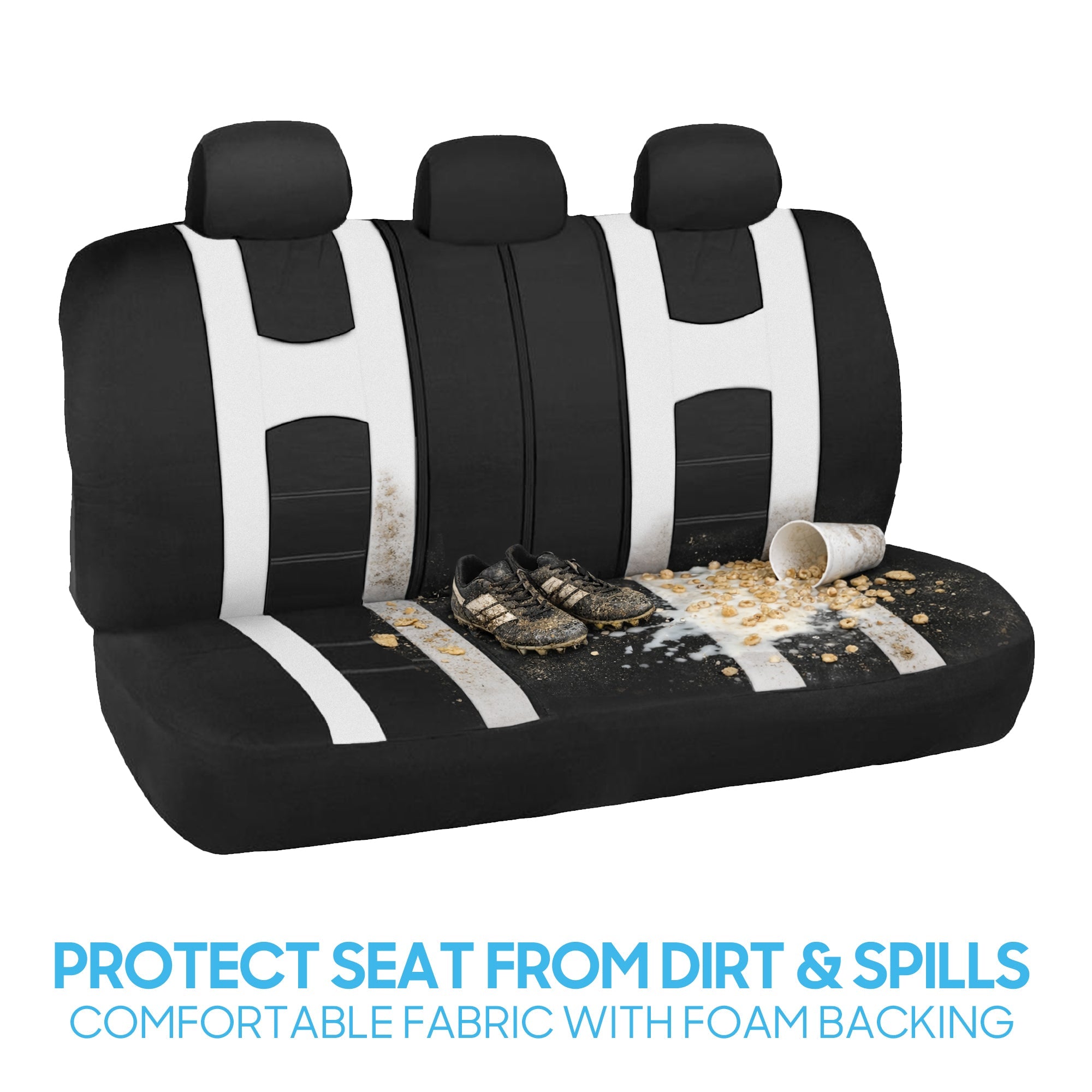 BDK 9-Piece Rome Sport Front Seat Covers and Rear Seat Covers - Black/White