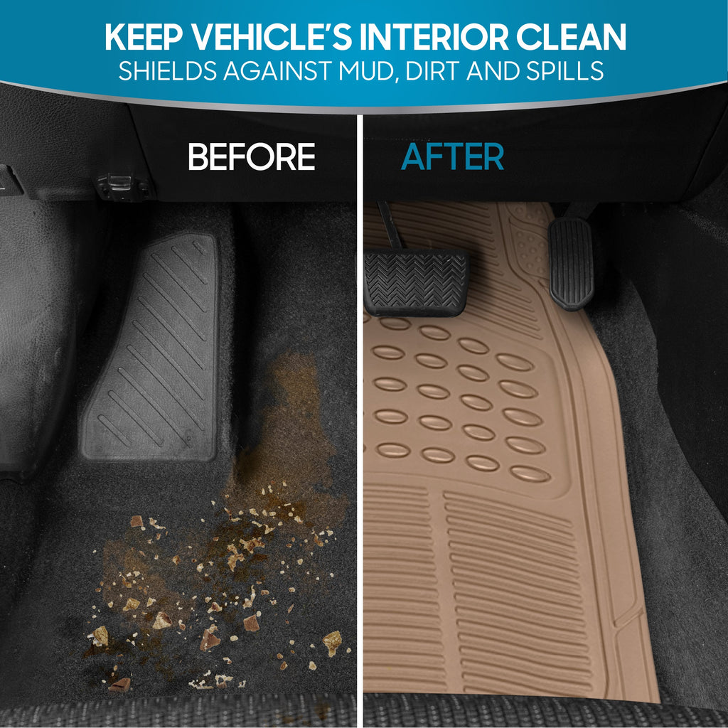 BDK 4-Piece Cushioned Grip Pad Front Floor Mats and Rear Floor Mats - Heavy Duty, All Weather, Trim to Fit