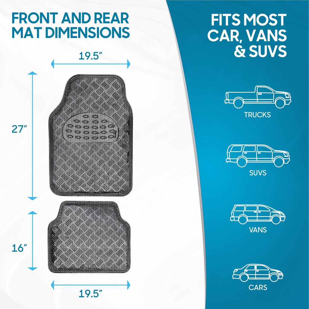 BDK 4-Piece Translucent Centered Cushioned Grip Pad Front Floor Mats and Rear Floor Mats - Heavy Duty, All Weather